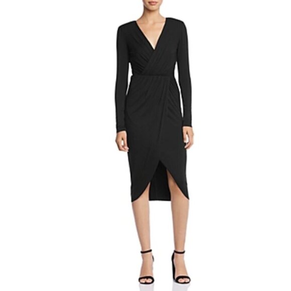 BAILEY 44 by Anthropologie Faux Wrap Rayon/Spandex Midnight/Navy Midi Dress S - Picture 2 of 9